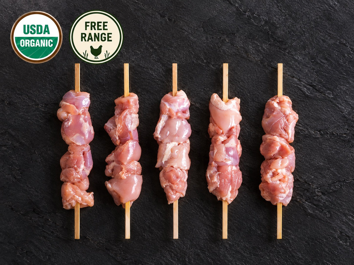 Organic Chicken Thigh Skewers (Pargiot), Plain